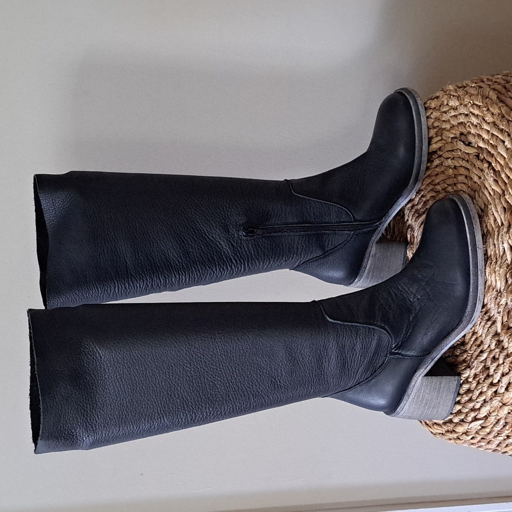 Free People Womens Essential Tall‎ Slouch Black Leather Riding Boots EU36.5/US6